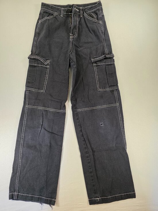 Divided Denim - Divided H&M Jeans 90s Y2K Era Cargo Pockets Black Women's Size 0